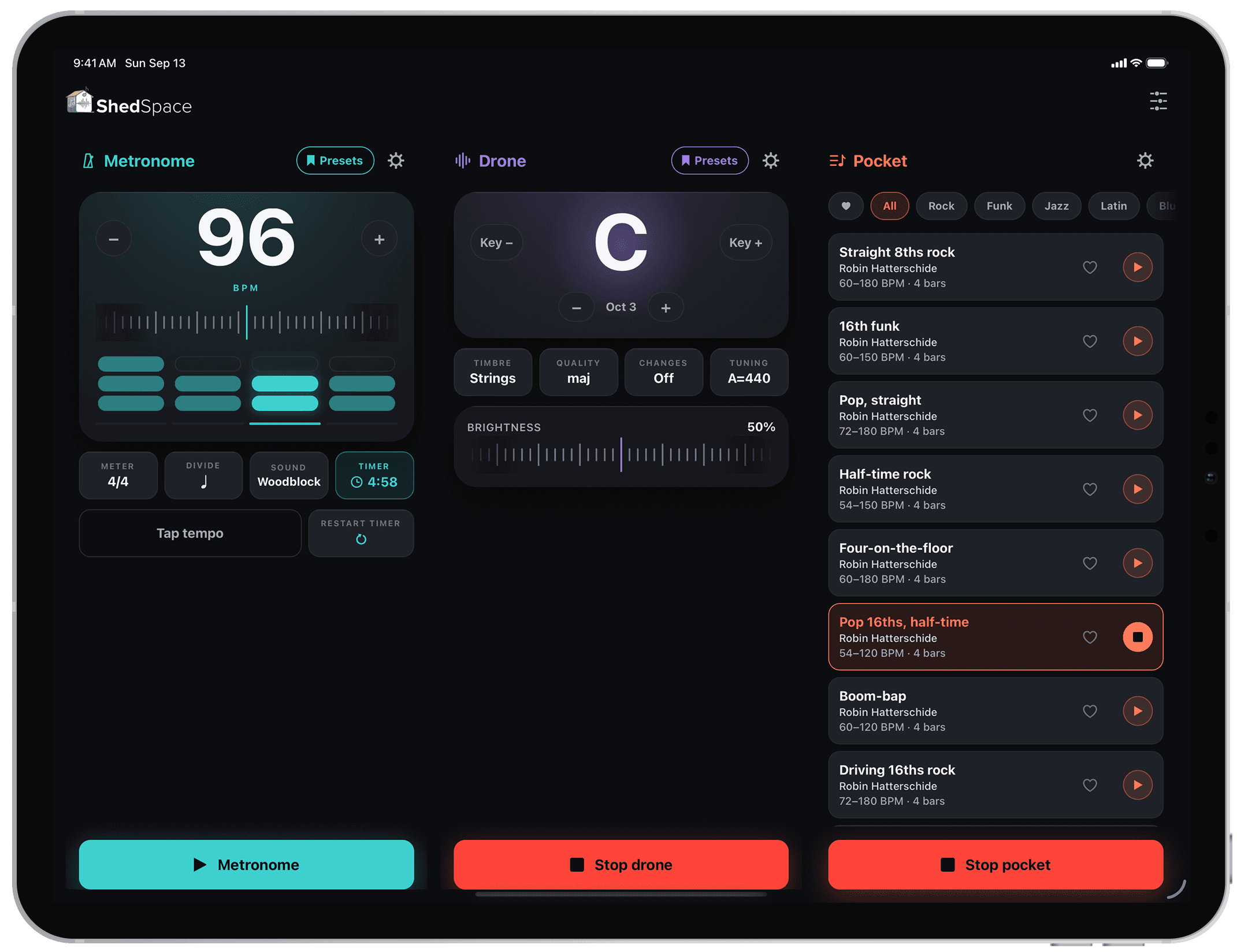 ShedSpace console on iPad in landscape